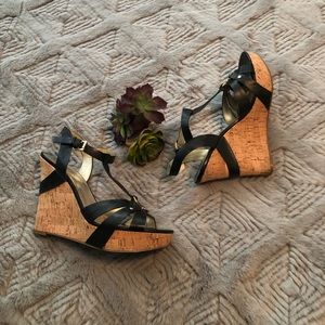 CLOSET CLOSEOUT! Guess cork and leather wedges
